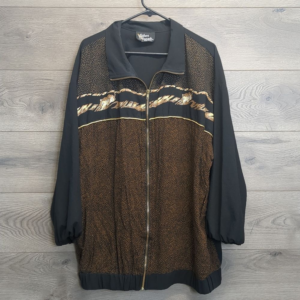 Vintage Silver Threads Zip Up Tiger Windbreaker Men's XXL